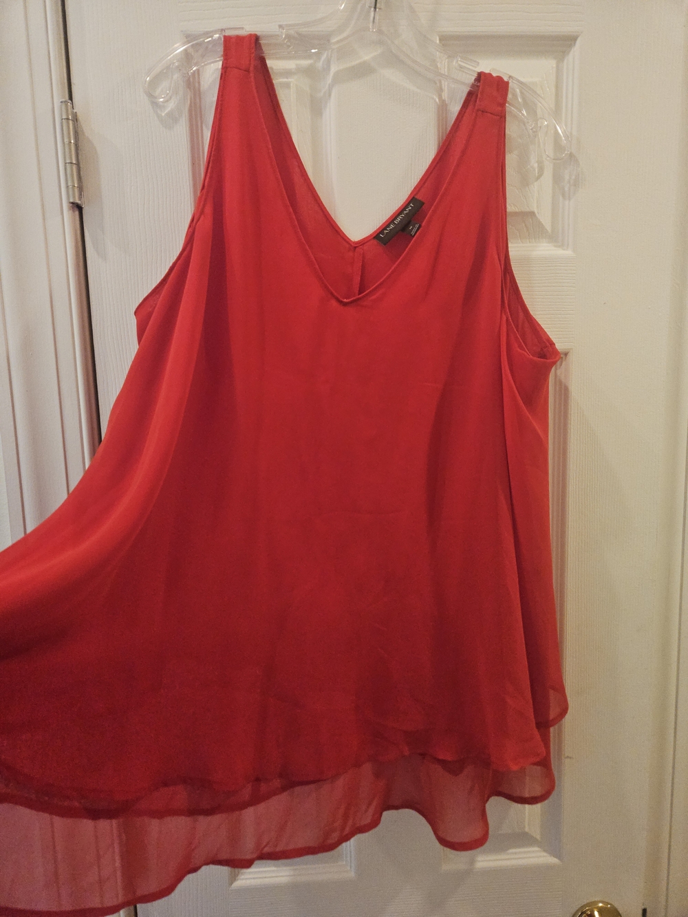Lane Bryant Crimson Red Layered Chiffon Swing Tank Blouse Plus Size 16